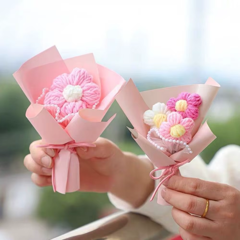Mini bouquet de fleurs au crochet