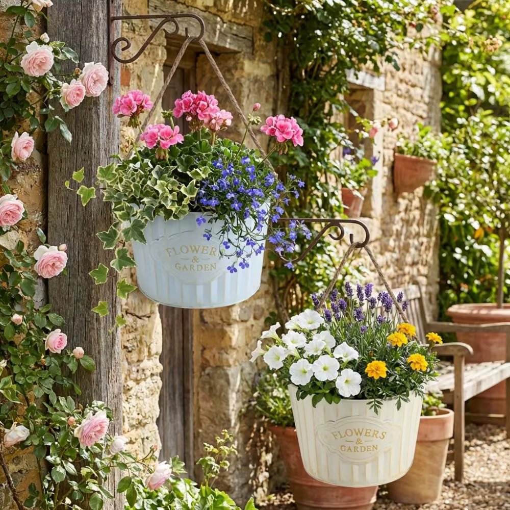 Pot de fleurs suspendu semi-rond