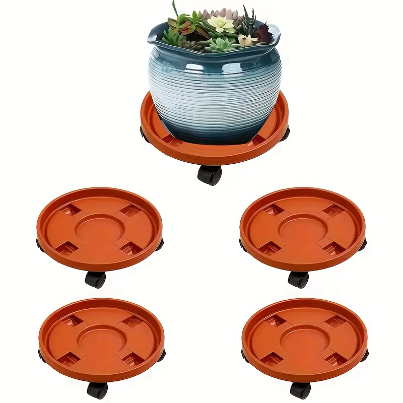 Support de plantes roulant avec plateau en résine amovible