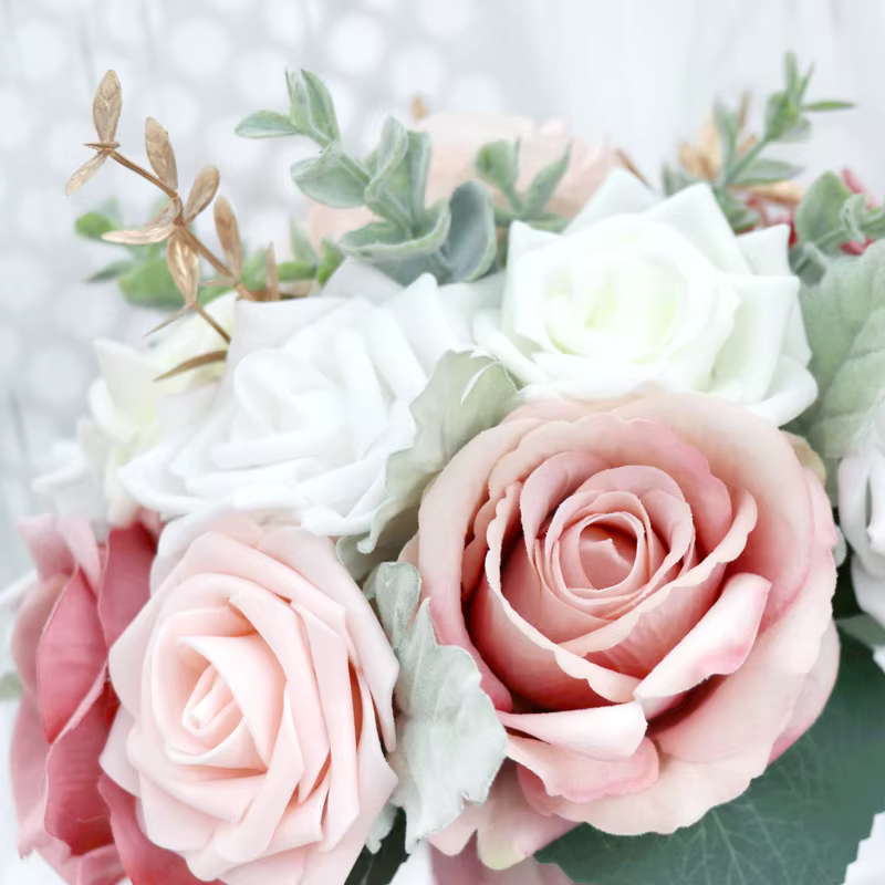 Yannew poussiéreux Rose fleur artificielle Bouquets de mariée
