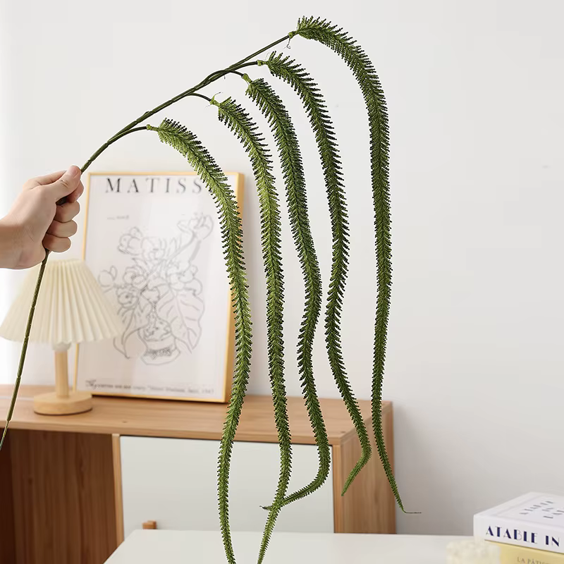 4 pièces 1.25m artificiel 5 volumes fourchues queues branche en plastique fausse fleur plante hôtel décoration Simulation vert renard queue florale
