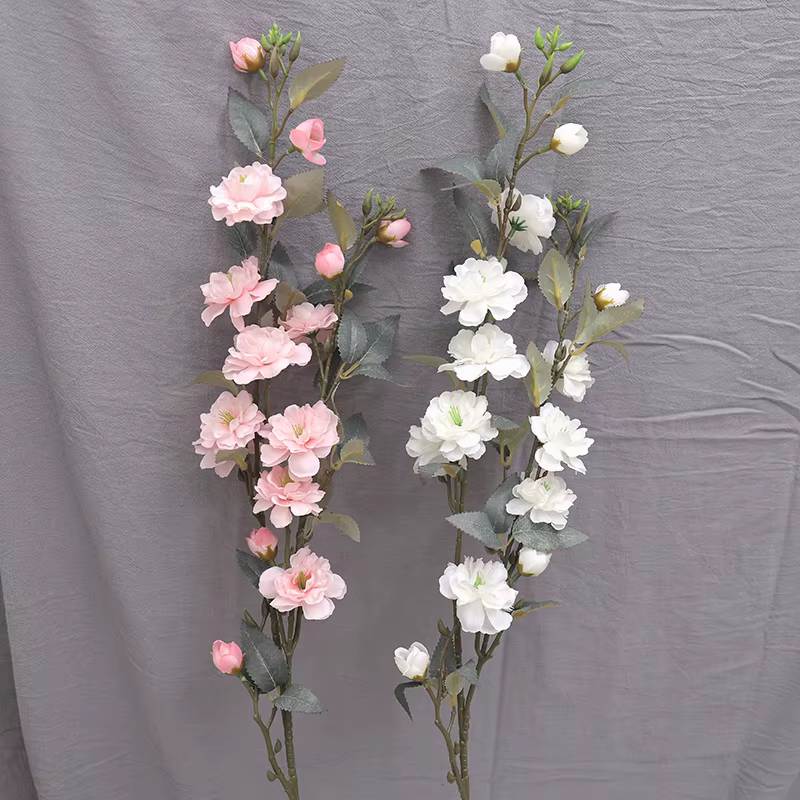 Fleur artificielle en soie de 90 cm, branche longue, camélia, fleur de cerisier, pour arrangement en vase familial, décoration de toile de fond pour arche de mariage et fête