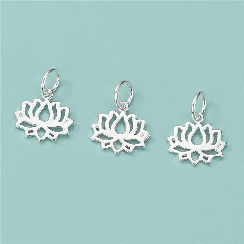 Véritable véritable pur solide 925 pendentif en argent Sterling fleur de Lotus Suspension bijoux à bricoler soi-même faisant des résultats breloques