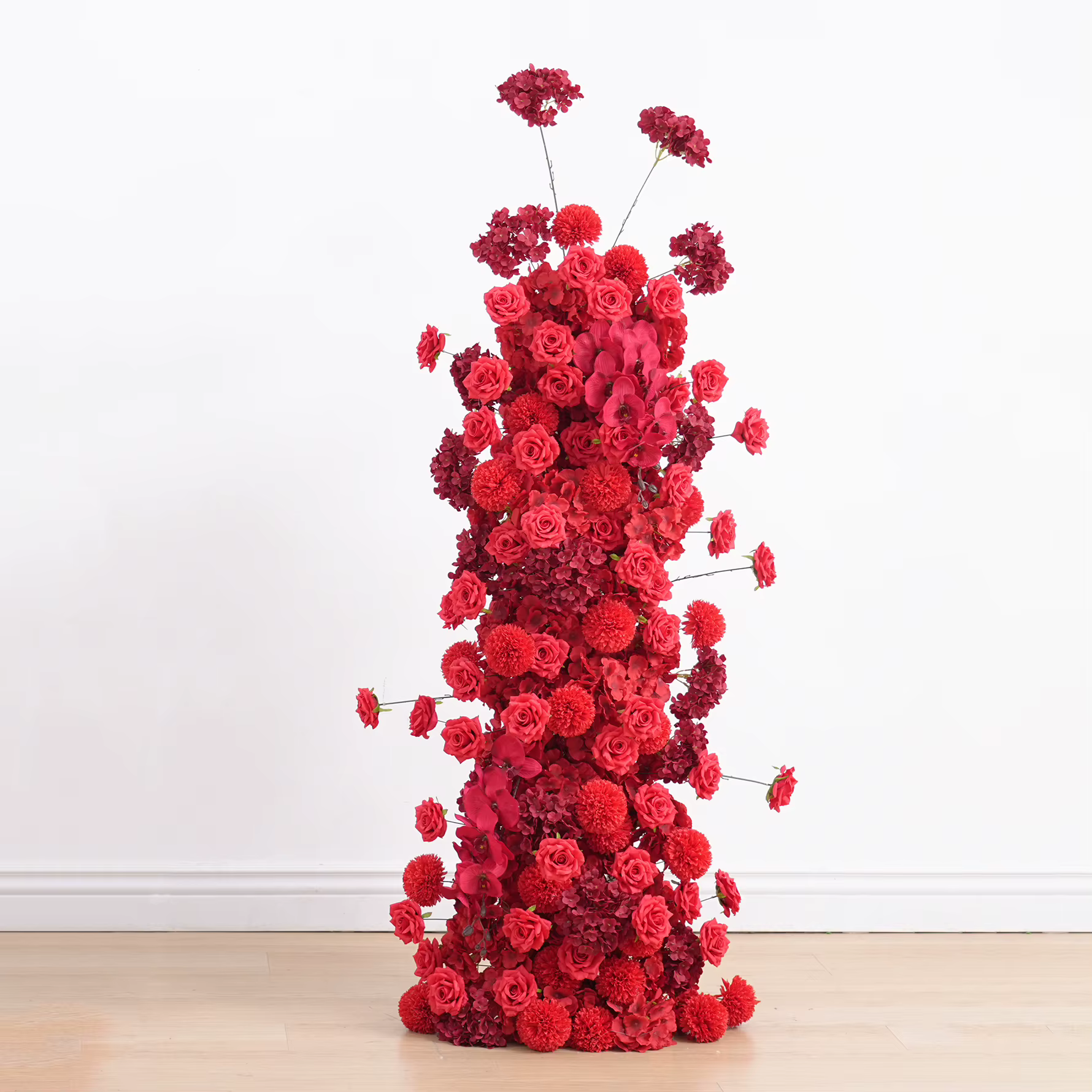 C8887 Appassion rouge Rose Pompon Arrangement Floral KT conseil Photo toile de fond idées passerelle fleur mariage fête d'anniversaire fournitures