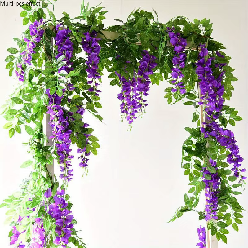 1/2 pièces Guirlande de glycine artificielle en soie – Décoration pour la maison
