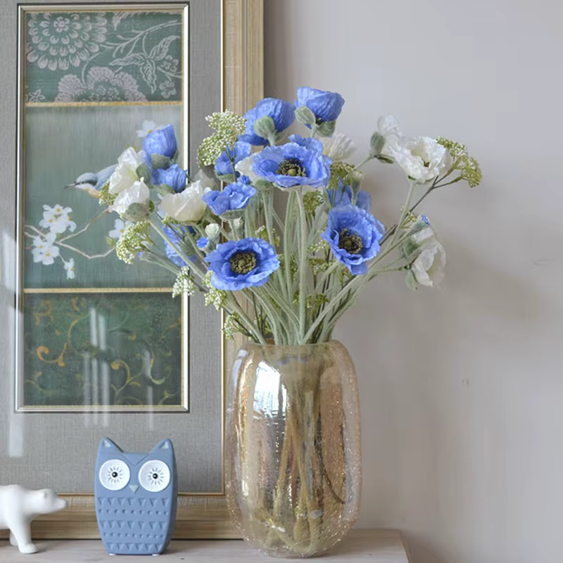 PopMED-Fleur artificielle floquée de coquelicot pour décoration de mariage