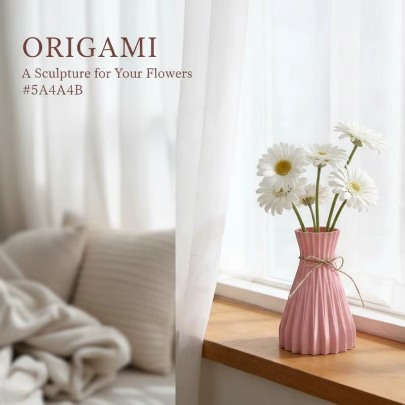 Vase à fleurs moderne en origami