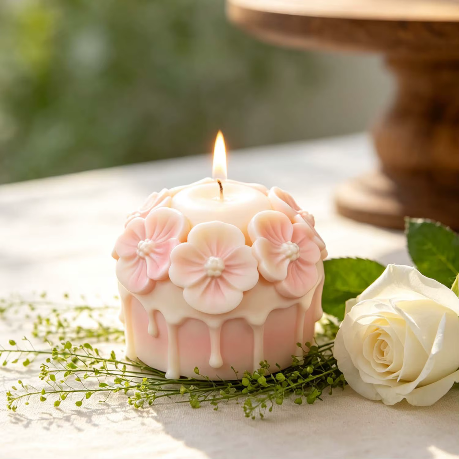 Moule à bougie parfumée en silicone Fleur de cerisier, moule de moulage floral DIY pour gypse et résine époxy, décoration de bureau romantique Sakura