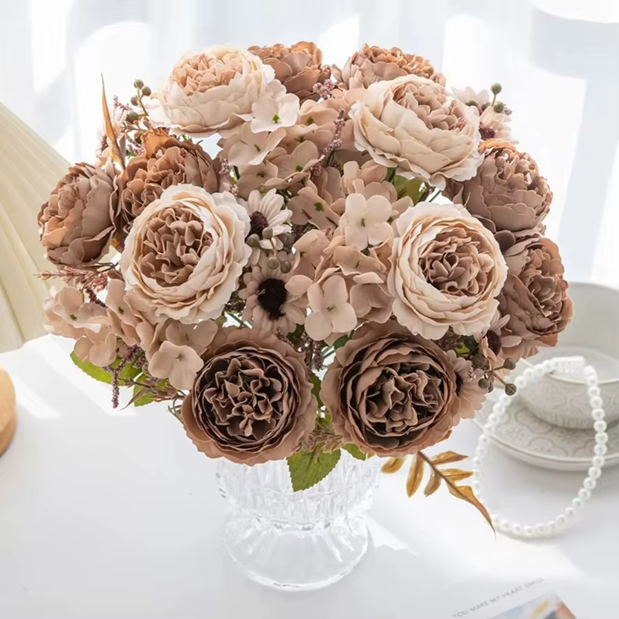 Fleur artificielle soie pivoine persane cour extérieure jardin Festival de mariage Bouquet de mariée Accueil Table bricolage cadeau boîte Scrapbook Decor