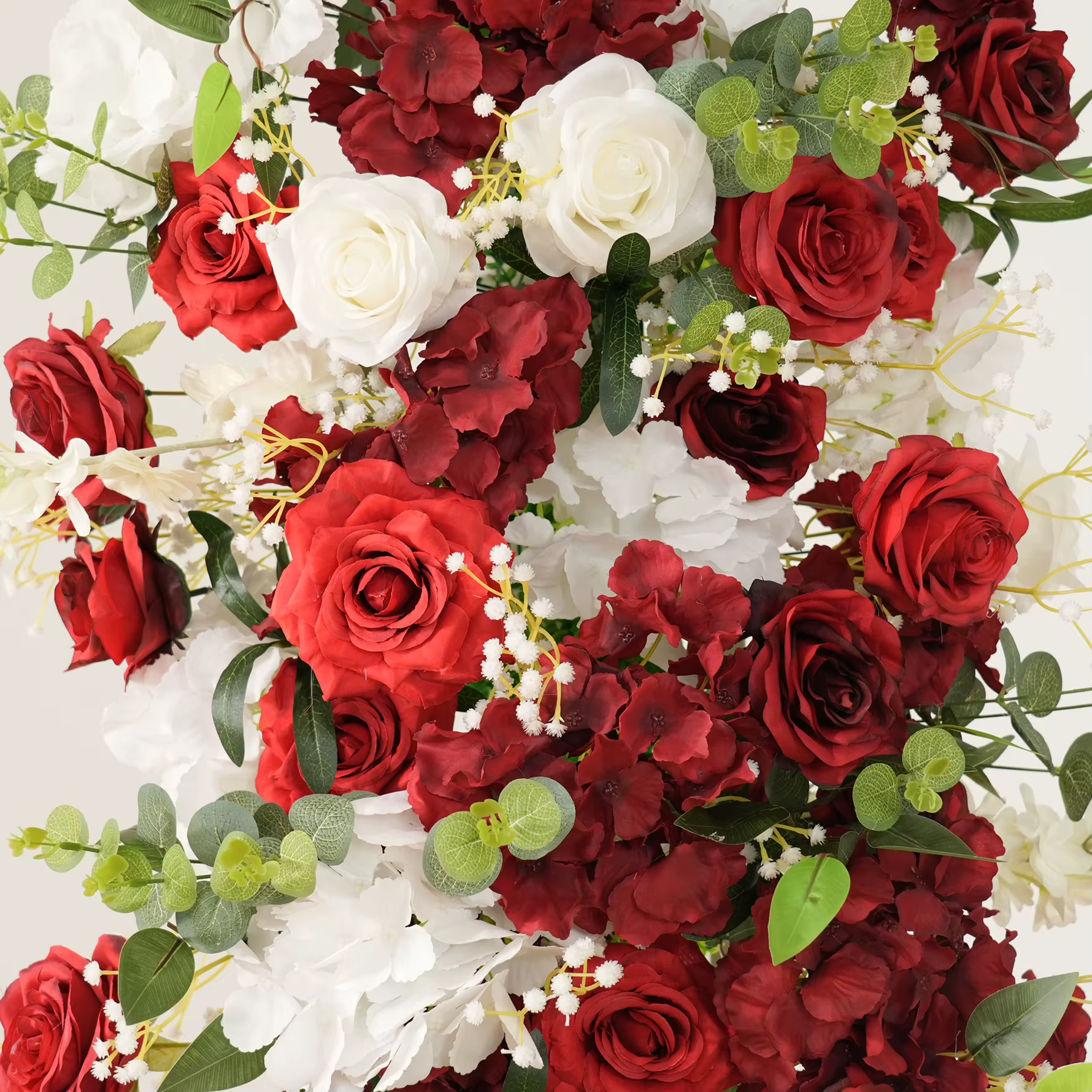 A7673 bordeaux Rose blanc bébé souffle verdure arc de mariage Arrangement Floral chemin de Table rideau décor fleur accessoires de fête