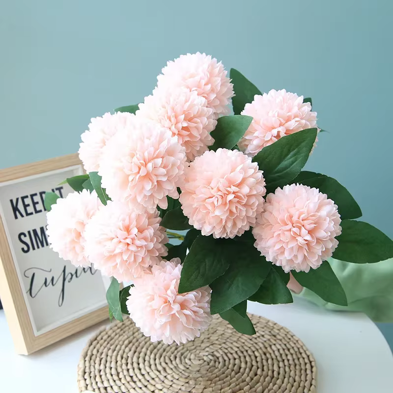 Simulation d'aloès vert fleurs soie 10 têtes boule chrysanthème Bouquet Auditorium décoration plantes