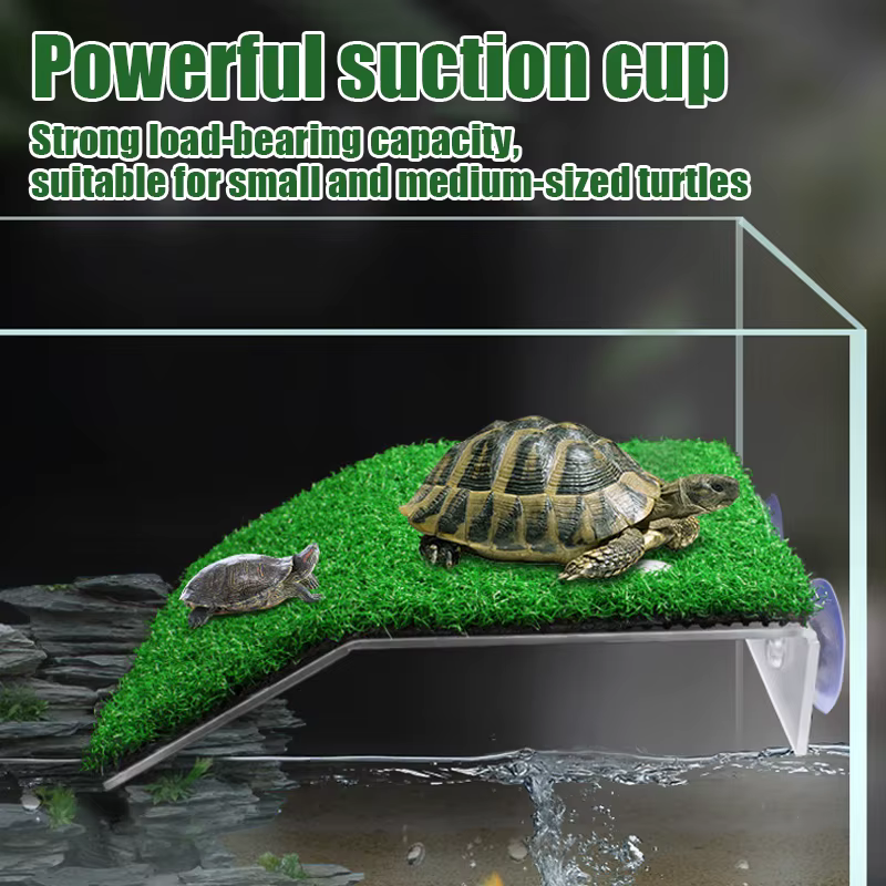 Plateforme de baignade pour tortues, simulation d'habitat, rampe en gazon, quai pour tortues, île flottante pour terrarium de reptiles, accessoire d'aquarium