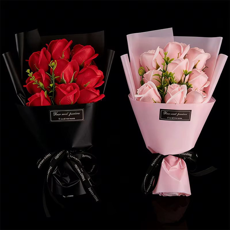 Bouquet de roses artificielles en soie