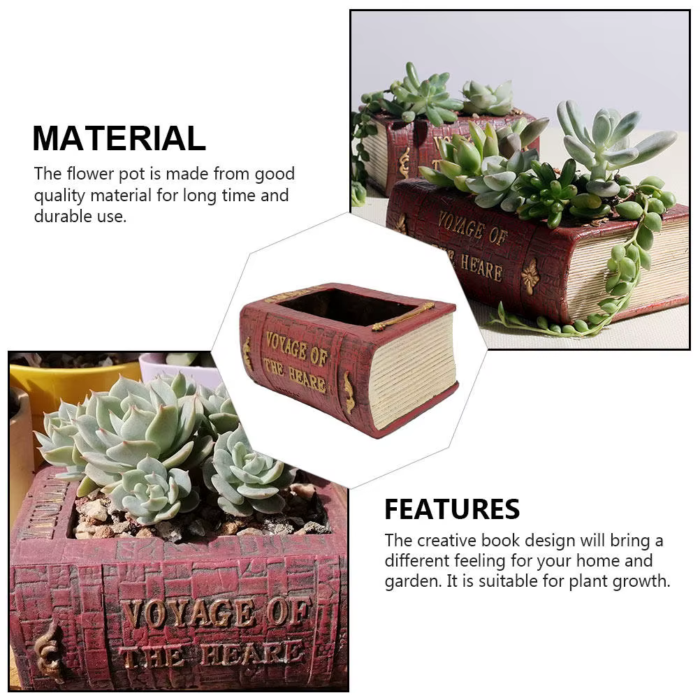 Pot à plantes succulentes en forme de livre