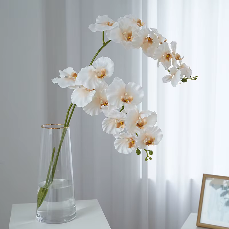 Branches de fleurs de Phalaenopsis artificielles à 9 têtes