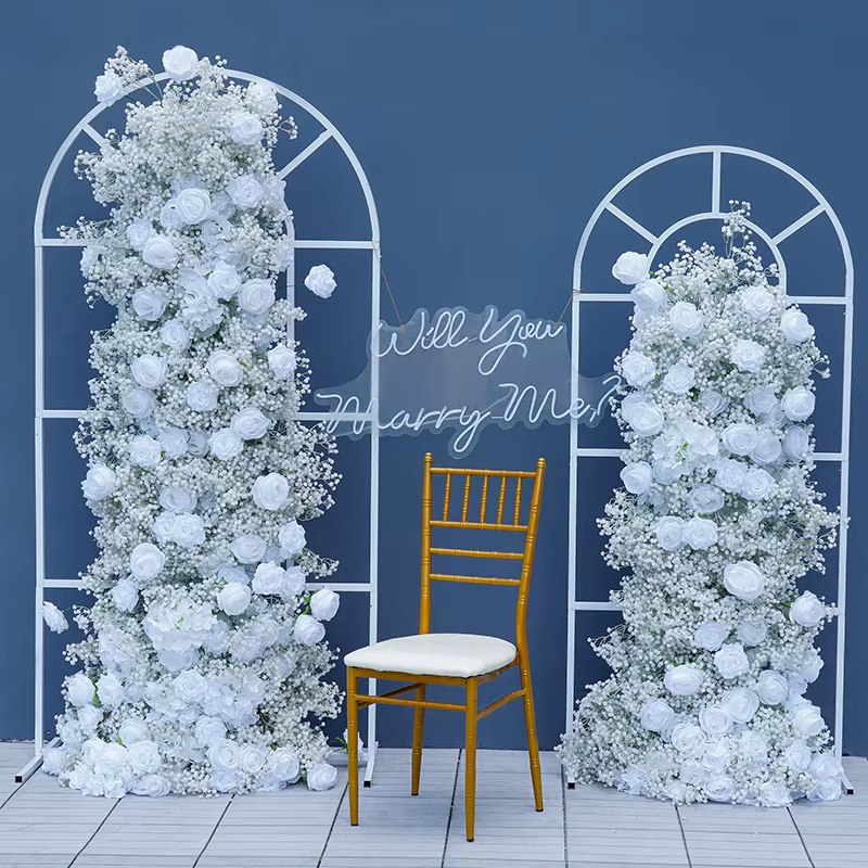 Souffle de bébé Rose fleur rangée décor mariage toile de fond KT conseil cadre Banquet événement scène Arrangement Floral fenêtre affichage H8716