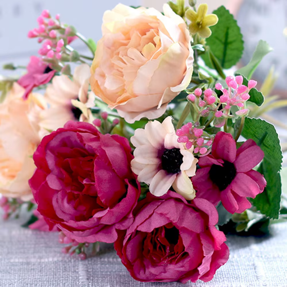 Bouquet de fleurs de pivoine artificielles en soie