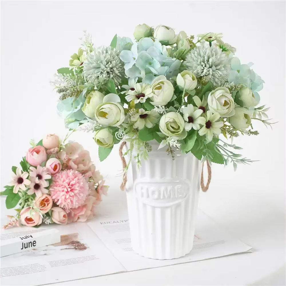 Bouquet de fleurs d'hortensia artificielles à 7 têtes