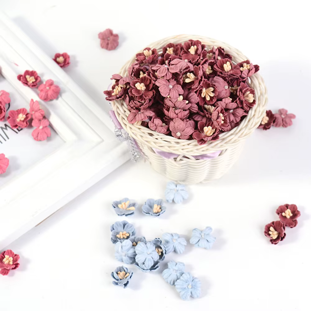 Mini têtes de fleurs artificielles pour la décoration intérieure