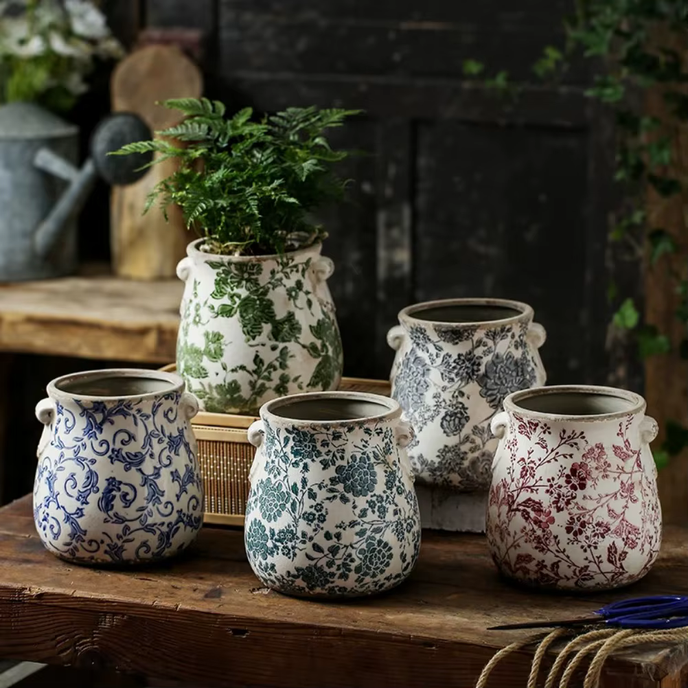 Pot de fleur en céramique Vintage
