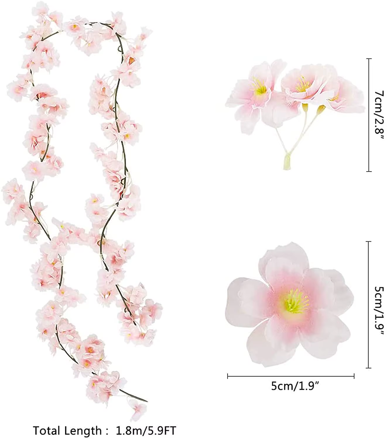 Guirlande de fleurs de cerisier artificielles