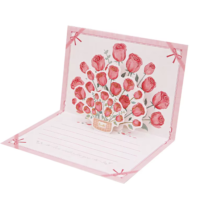 Pop-Up 3d tulipes Roses tournesols Bouquet carte de voeux
