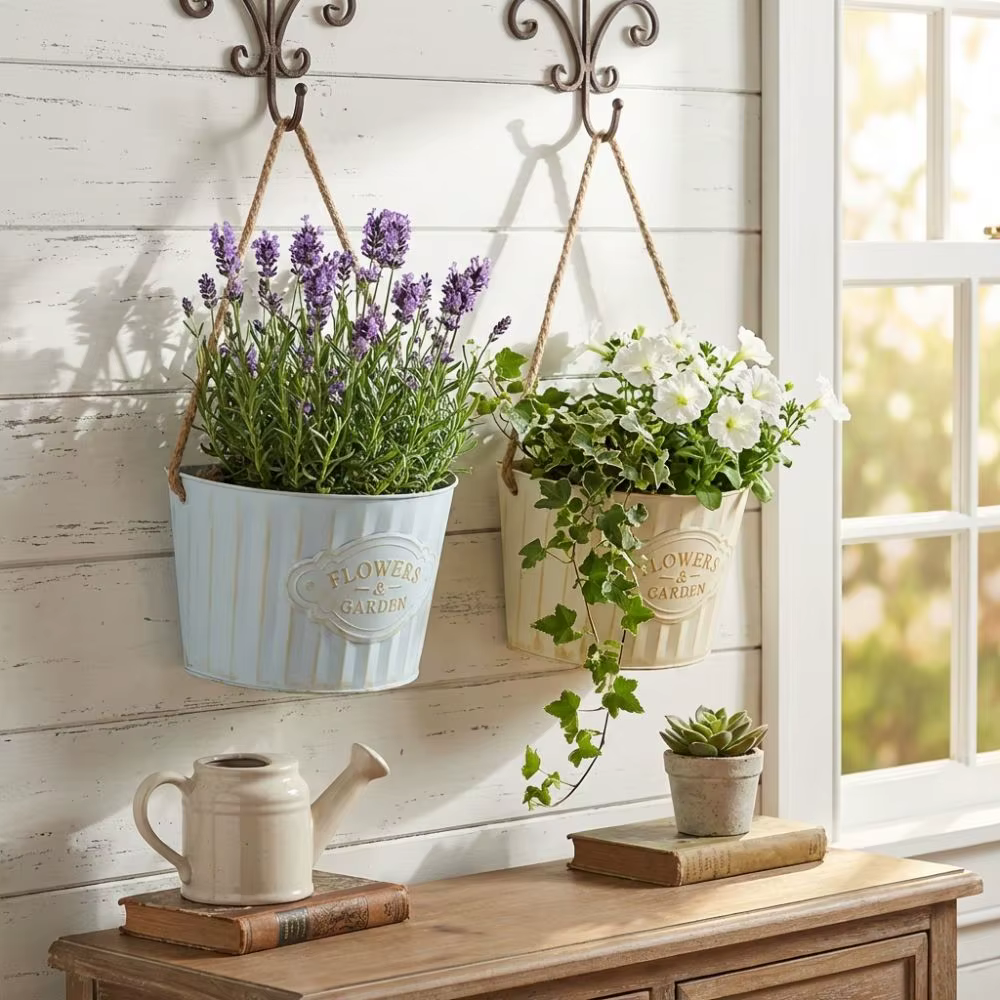 Pot de fleurs suspendu semi-rond