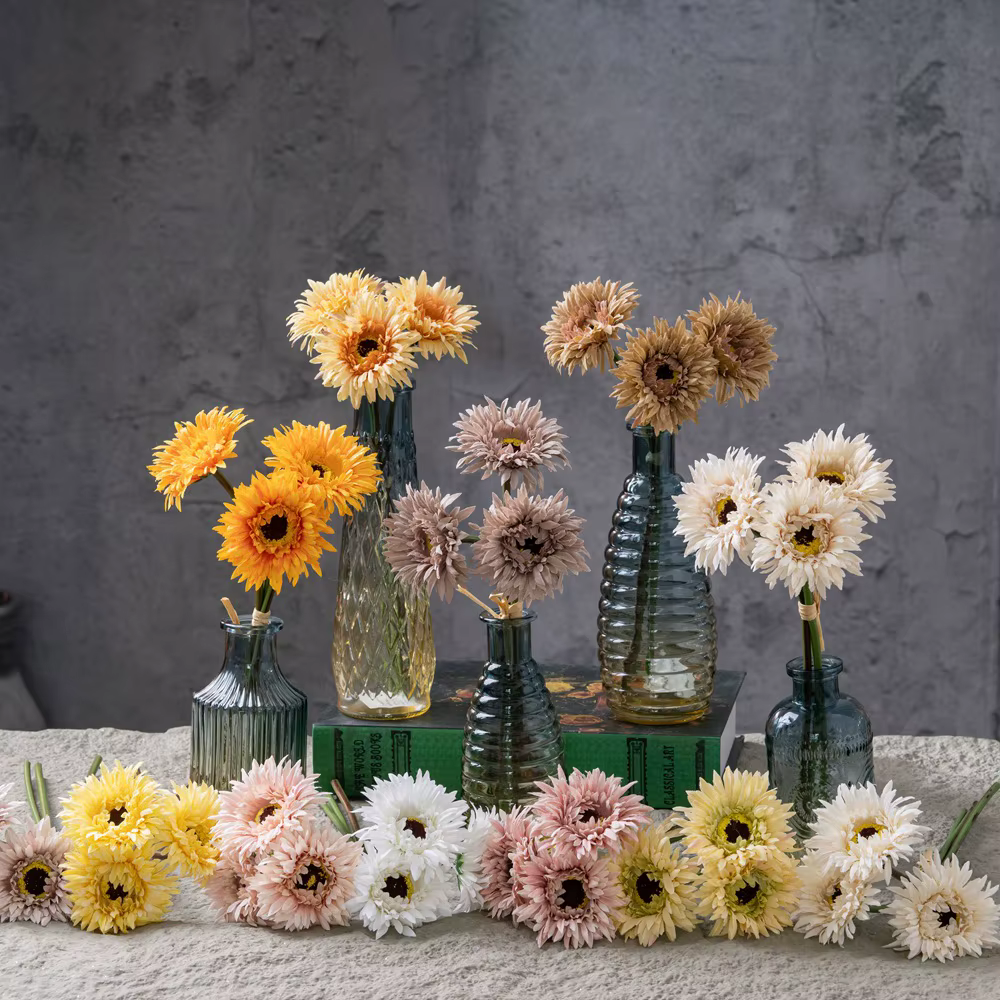 Fleurs artificielles en soie de marguerite Gerbera de 11 pouces