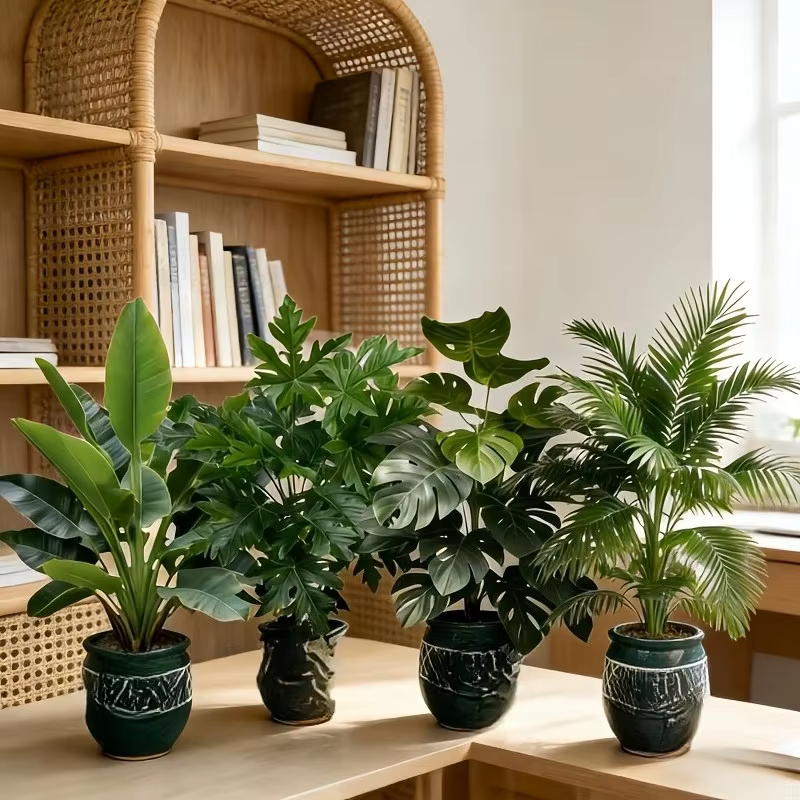 Lot de 4 grandes plantes artificielles Areca Palm avec 48 feuilles