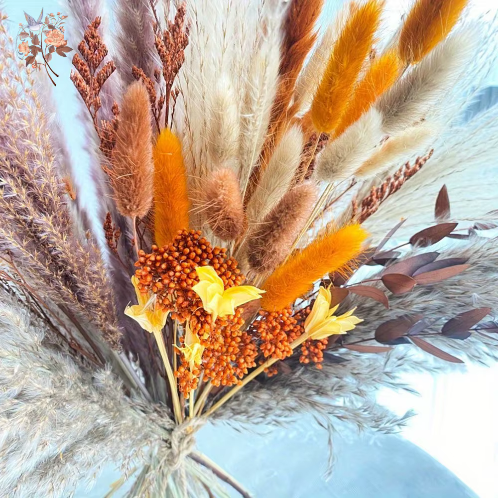Nature Orange Reeds Pampas Herbe Automne Maison Fleurs Séchées Arrangements Décoration Réels Florals Pays Mariage Bouquets De Mariée