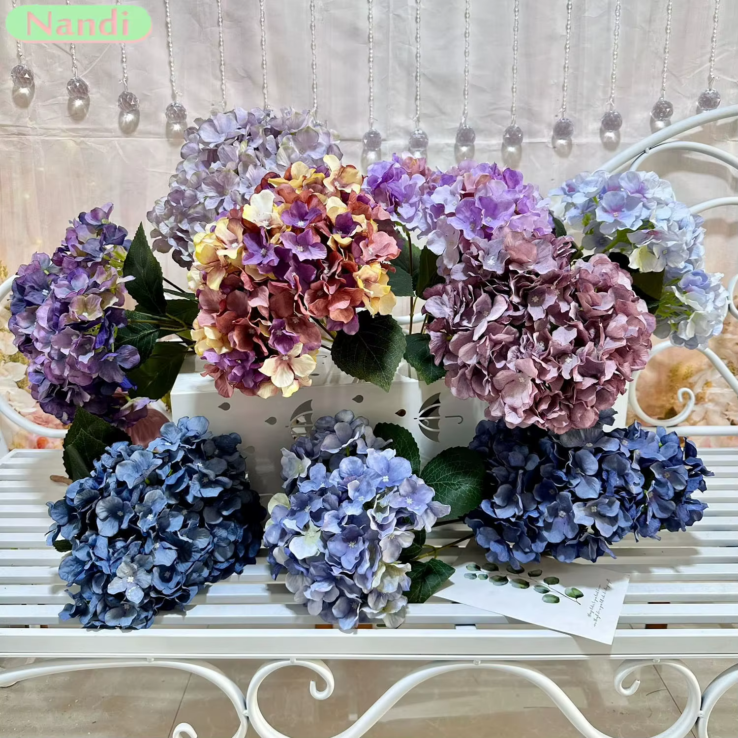 Hortensia à 5 têtes de style britannique : Fleurs artificielles réalistes pour la maison