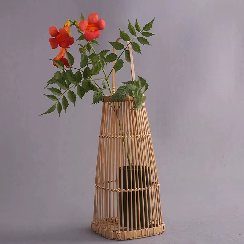 Vase à fleurs Zen en bambou fait à la main
