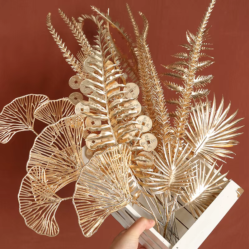 Plantes Artificielles Dorées pour Décoration de Maison