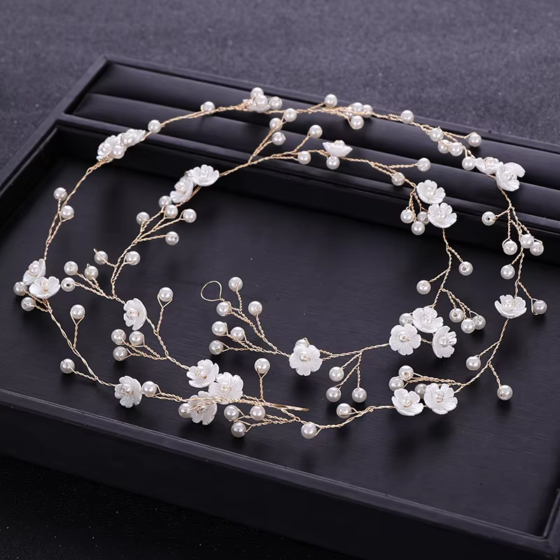 ChimPearl-Bandeau de cheveux fleur pour mariée, coiffure de princesse, diadème de mariage, coiffure dorée, accessoires pour cheveux
