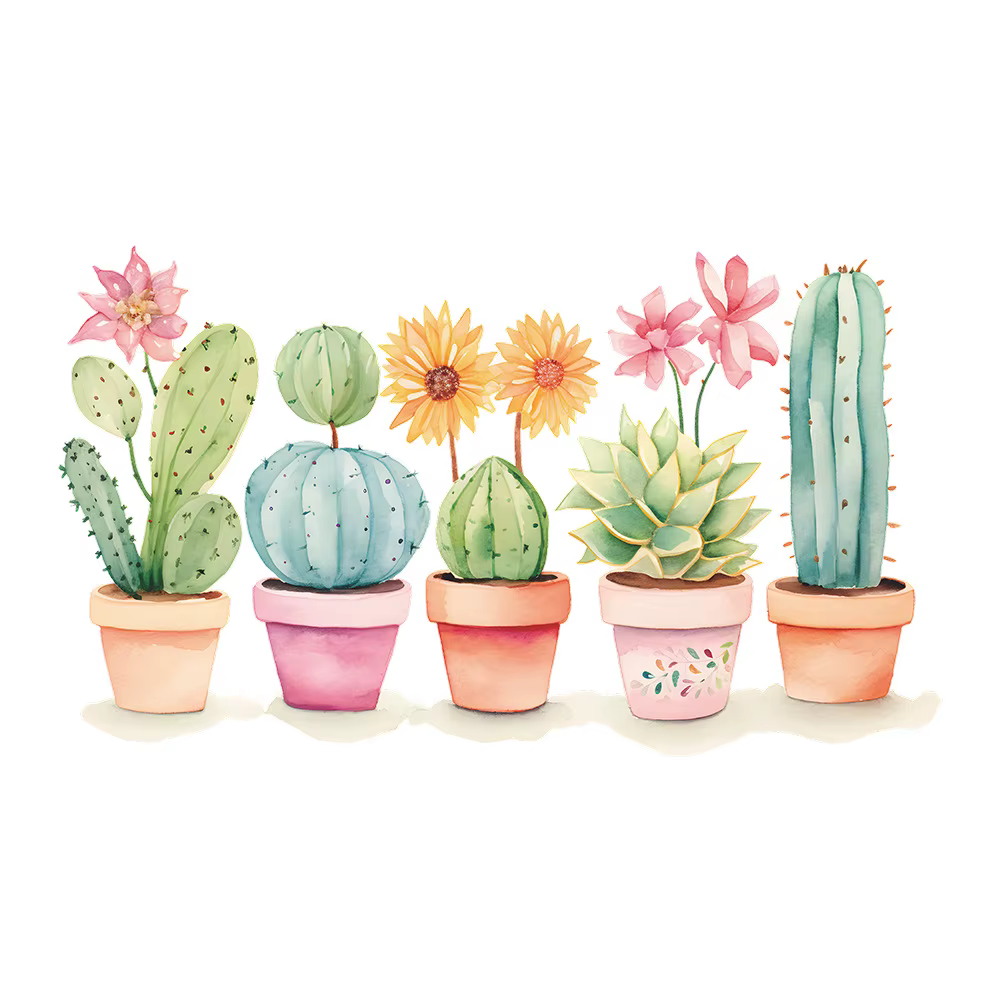 1 pièces dessin animé plante verte Cactus maison chambre salon fond décoration embellir pâte murale auto-adhésive