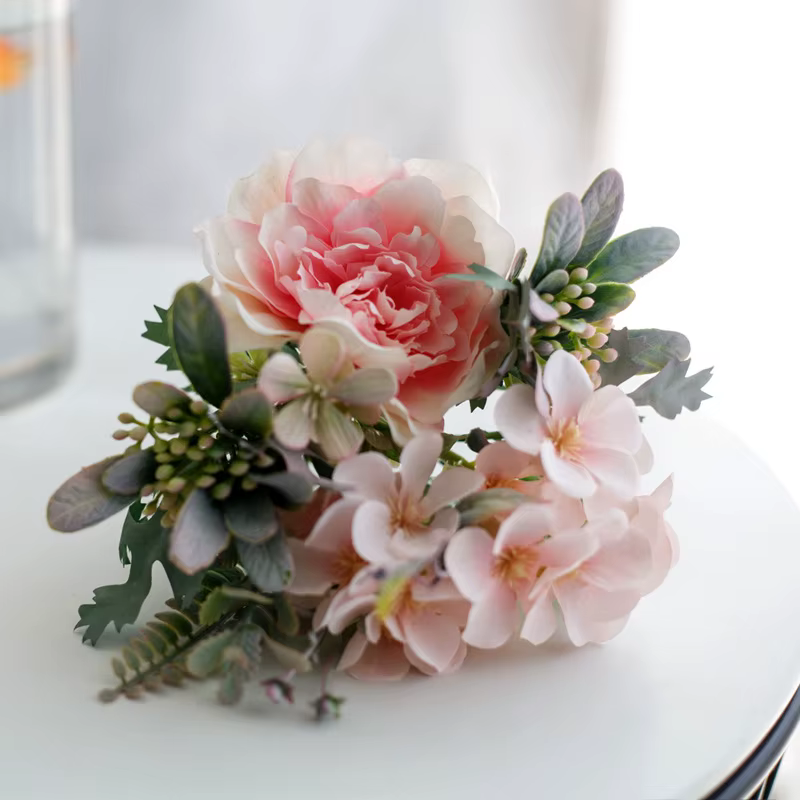Bouquet de Roses Pivoines Artificielles