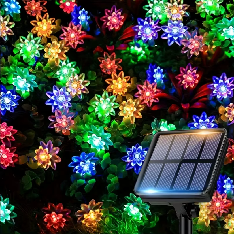 Guirlandes lumineuses solaires en forme de fleur de lotus