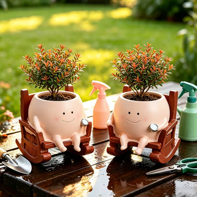 Pot de fleurs élégant en résine en forme de fantôme souriant
