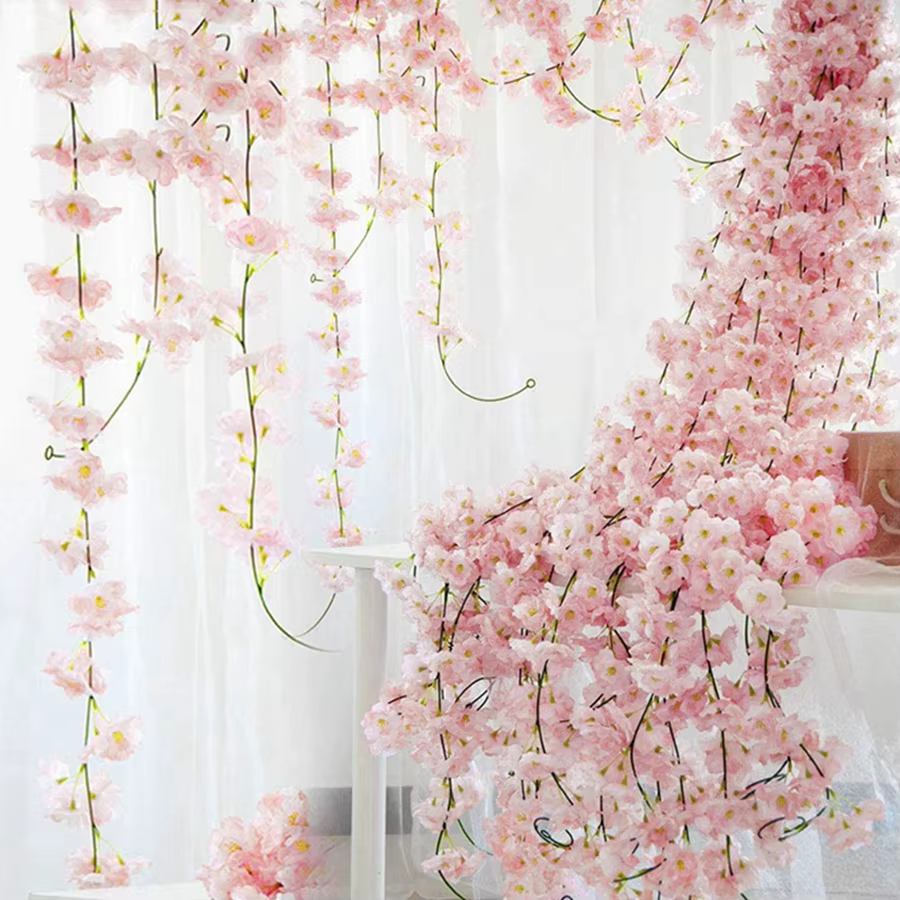 Guirlande de fleurs artificielles de cerisier pour mariage