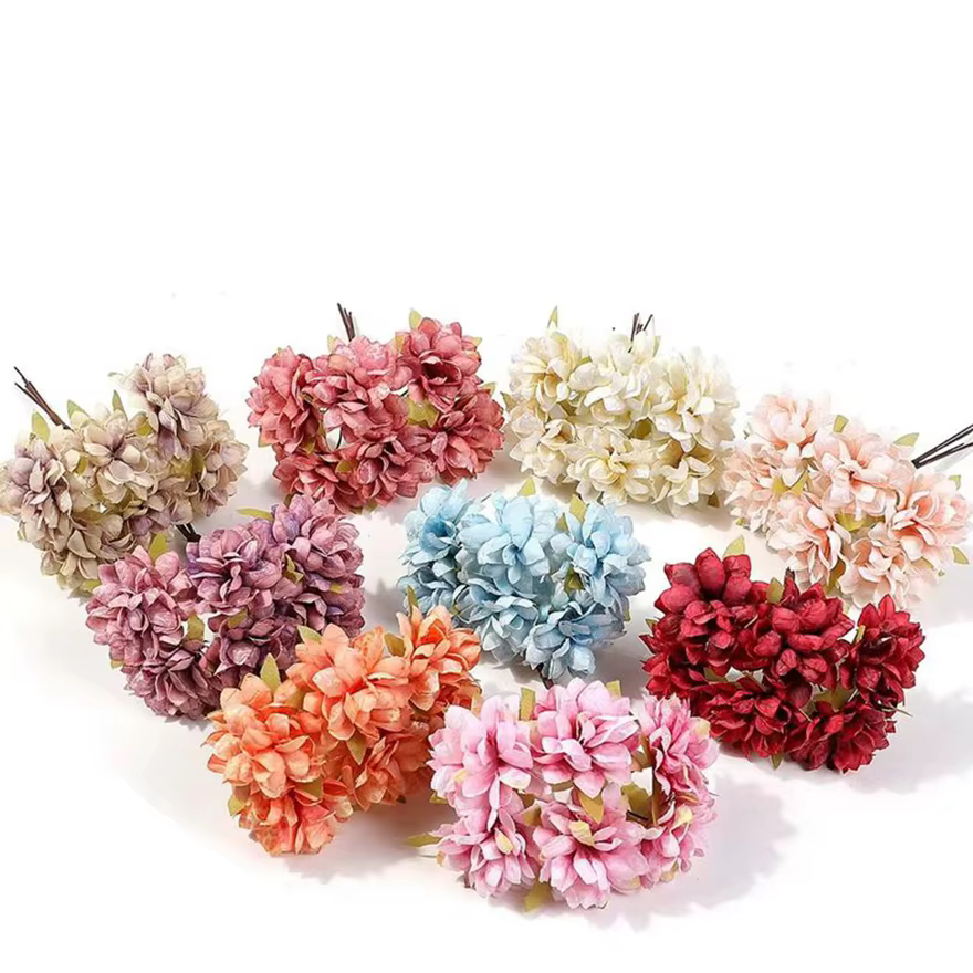 Fleurs artificielles En Soie Oeillet Mini Bouquet Jardin En Plein Air De Mariage Guirlande Maison Vase Table Decorat Scrapbook Ornements De Mariée