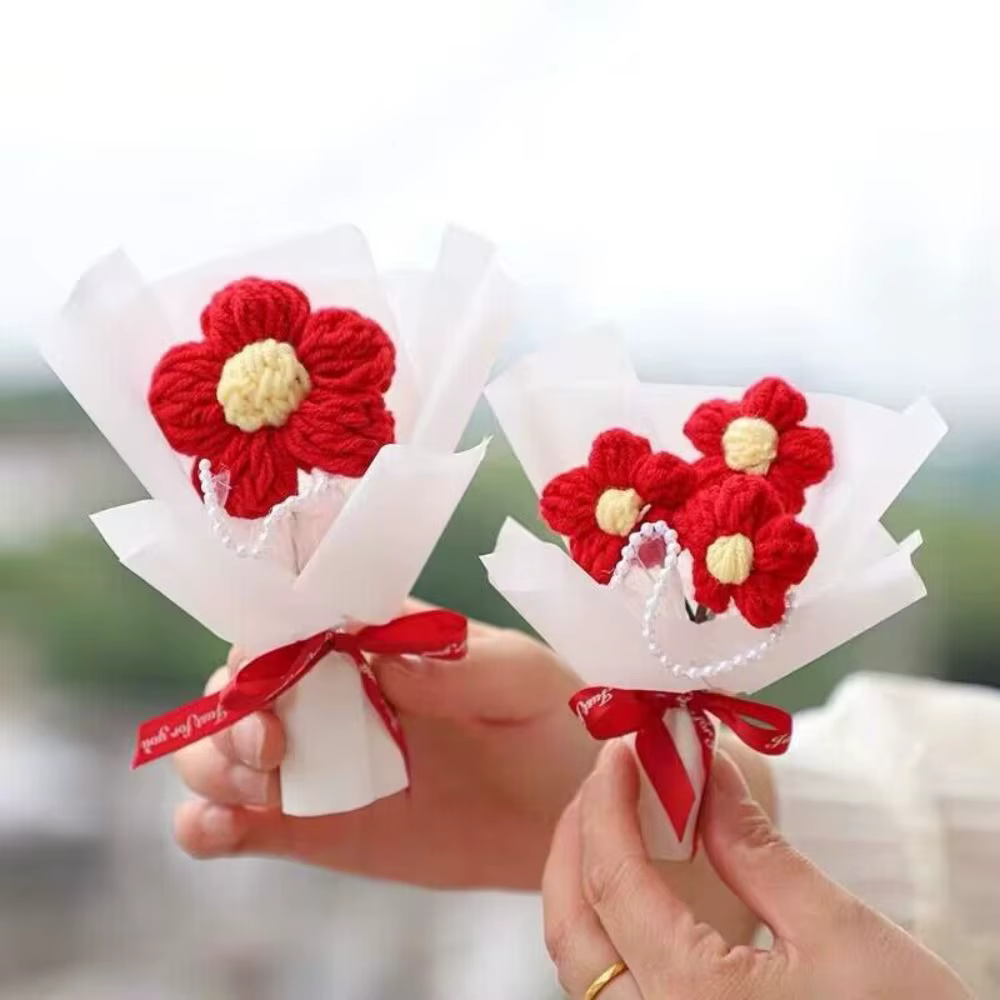 Mini bouquet de fleurs au crochet