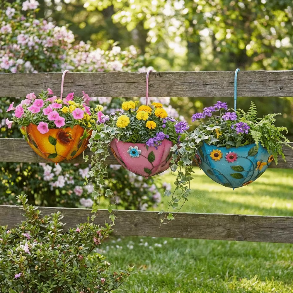 Pot de fleurs en forme de parapluie en fer
