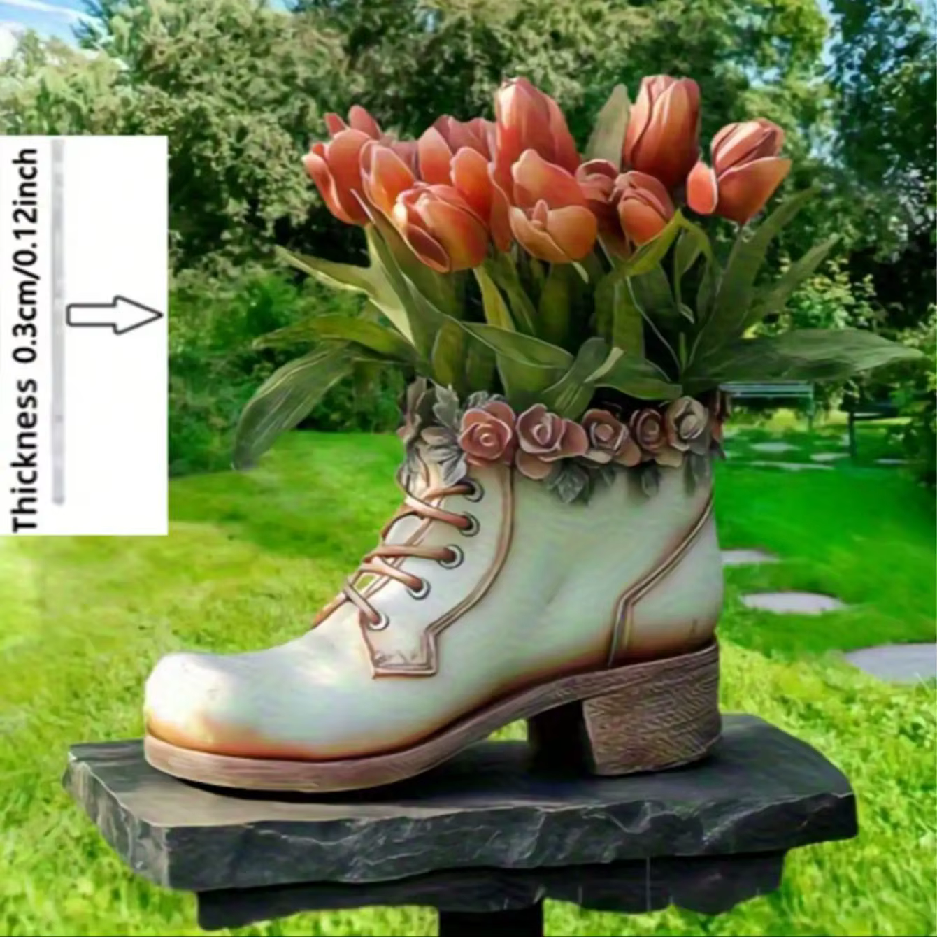 1 pièce de décoration de jardin en forme de « Chaussures et Tulipes » aux couleurs vives