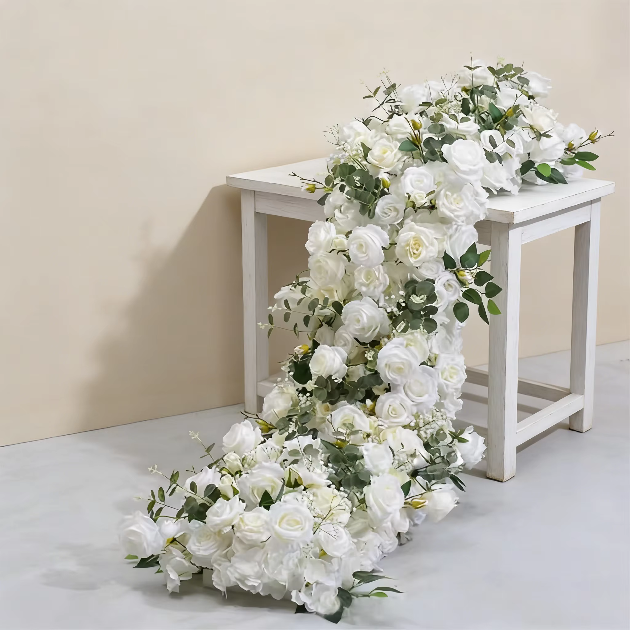 Uflower 1/2m blanc rouge Rose vert feuille chemin de Table canapé sol Arrangement floral mariage toile de fond décor fleur rangée événement accessoires