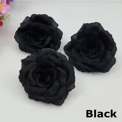 Têtes de roses artificielles en soie bleu foncé