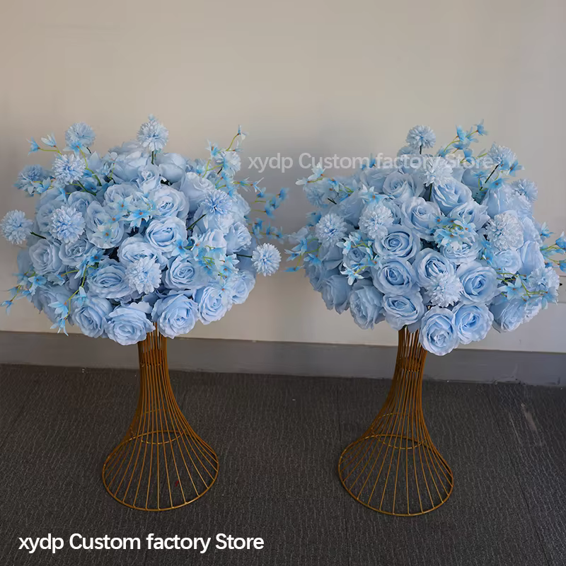 Bouquet de fleurs artificielles bleu ciel