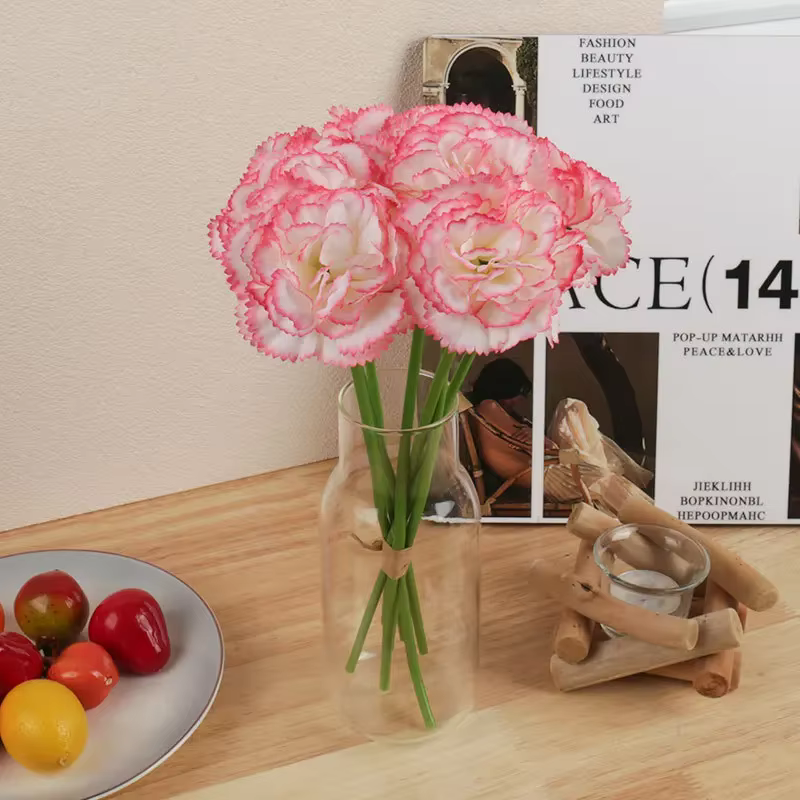 Bouquet d'œillets en soie