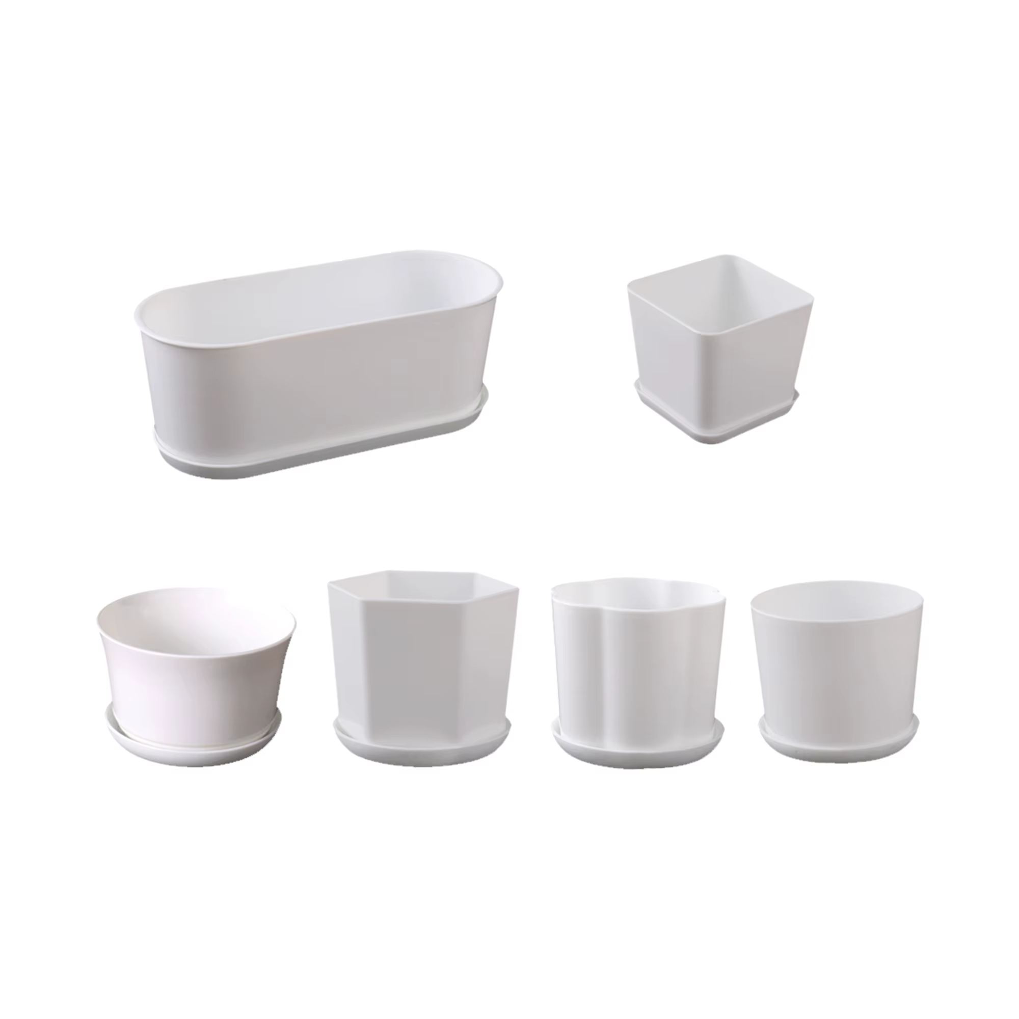 Pot de fleurs simple polygonal blanc pour la maison