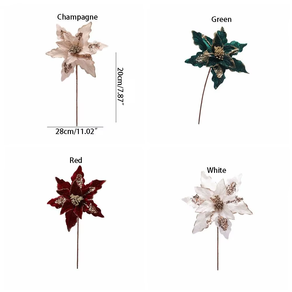 Fleur de noël à paillettes suspendues