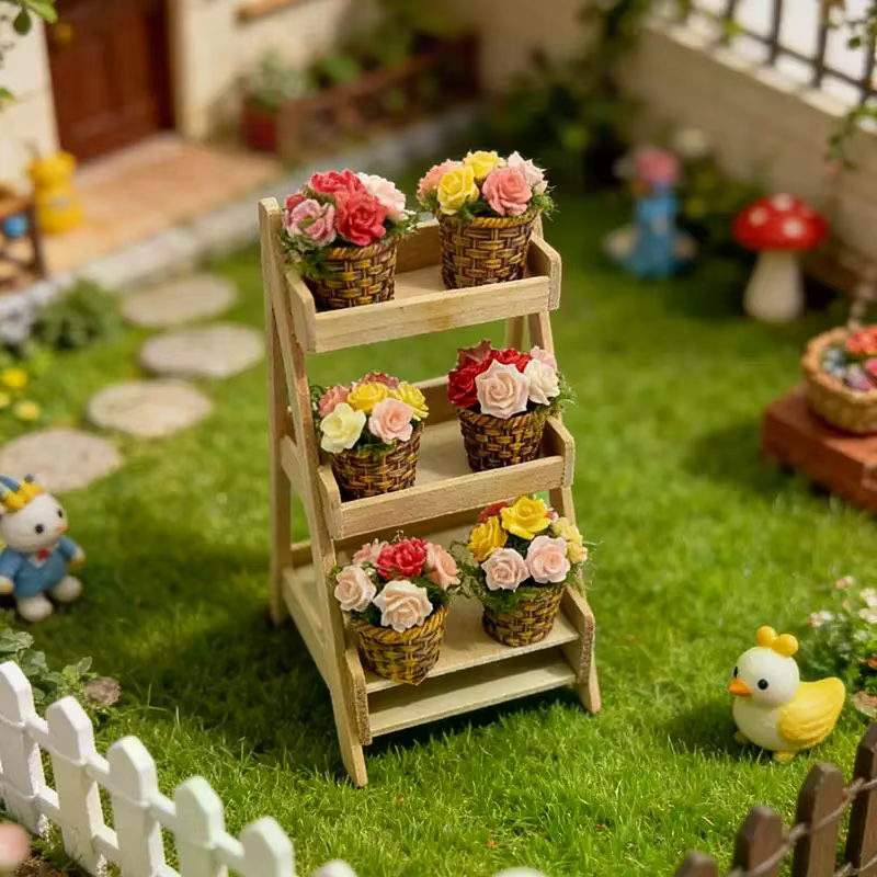 Mini fleurs en pot, panier de fleurs